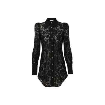 Zimmermann Matchmaker Lace Tunic Long Sleeved Dress Women's Black