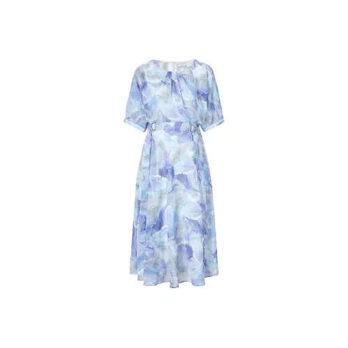 JZ Juzui Short-Sleeved Dresses Women's Floral Purple