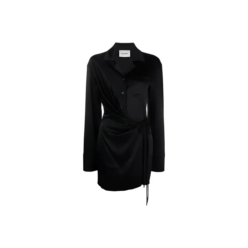 NANUSHKA Satin Wrap Shirtdress-0