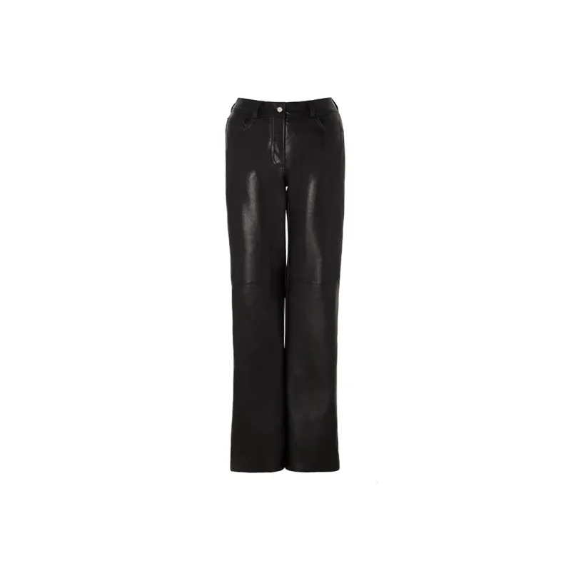 JYOSEI Leather Pants Women's Black-0