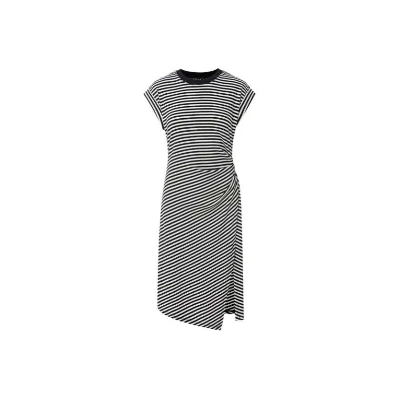 MOCO Sleeveless Dress Women's Black White Stripes-0