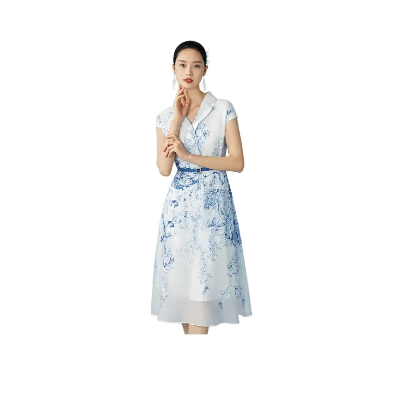BBLLUUEE Short Sleeved Dress Women's Glaze Blue-0