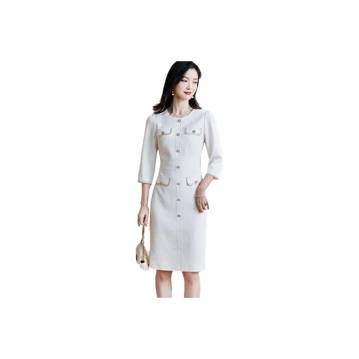 MISSSHINE Long Sleeved Dresses Women's White-0