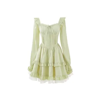 Lookinto Long Sleeved Dresses Women's Fresh Green