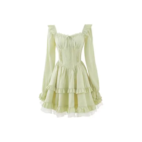 Lookinto Long Sleeved Dresses Women's Fresh Green