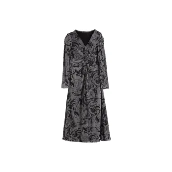 Hang Yi Court Long Sleeved Dress Women's Gray