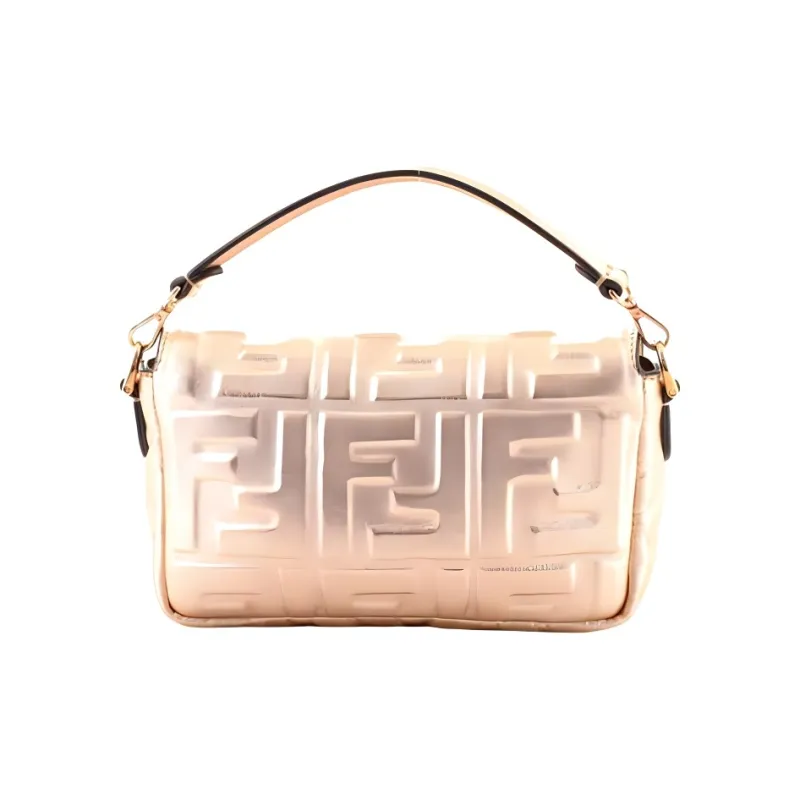 FENDI Leather Baguette Bag Crossbody Bag Handbag Shoulder Bag Mini Women's Rose Gold-3