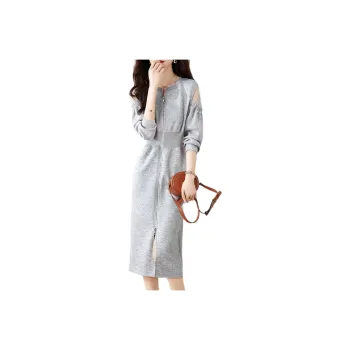 Mo Han Yi Mei Long Sleeved Dress Women's Gray