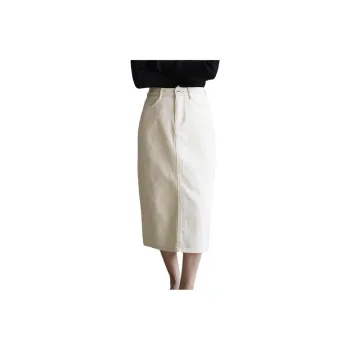 SHALLOW STREAMS Denim Long Skirts Women's Ecru
