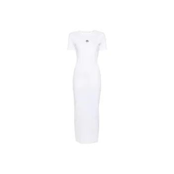 Marine Serre Moon Embroidered Short Sleeved Midi Dress