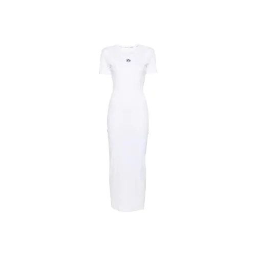 Marine Serre Moon Embroidered Short Sleeved Midi Dress