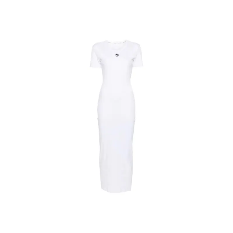 Marine Serre Moon Embroidered Short Sleeved Midi Dress-0