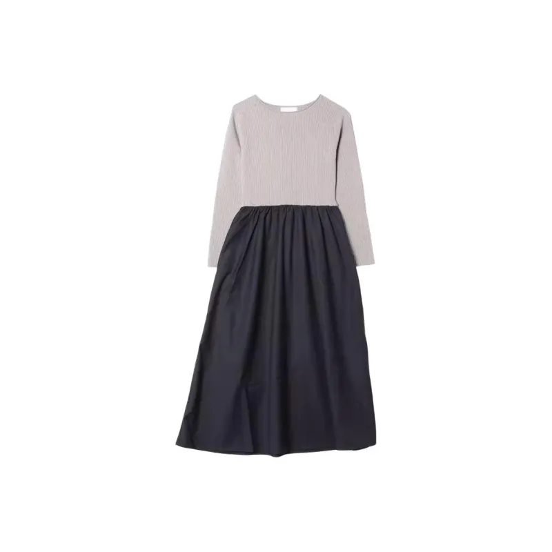 Beams Long Sleeved Dress Women's Gray-0