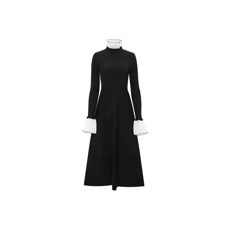 IDPAN Long Sleeved Dress Women's Black-0