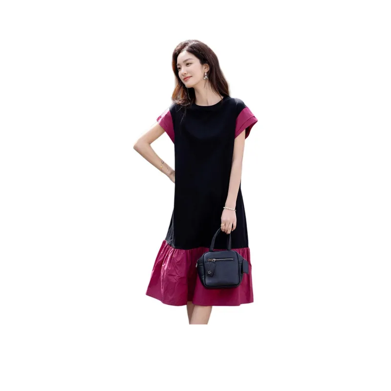 【dme】 Short Sleeved Dress Women's Black-0