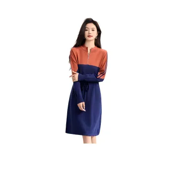 CARBAMMI Long Sleeved Dresses Women's Navy Blue