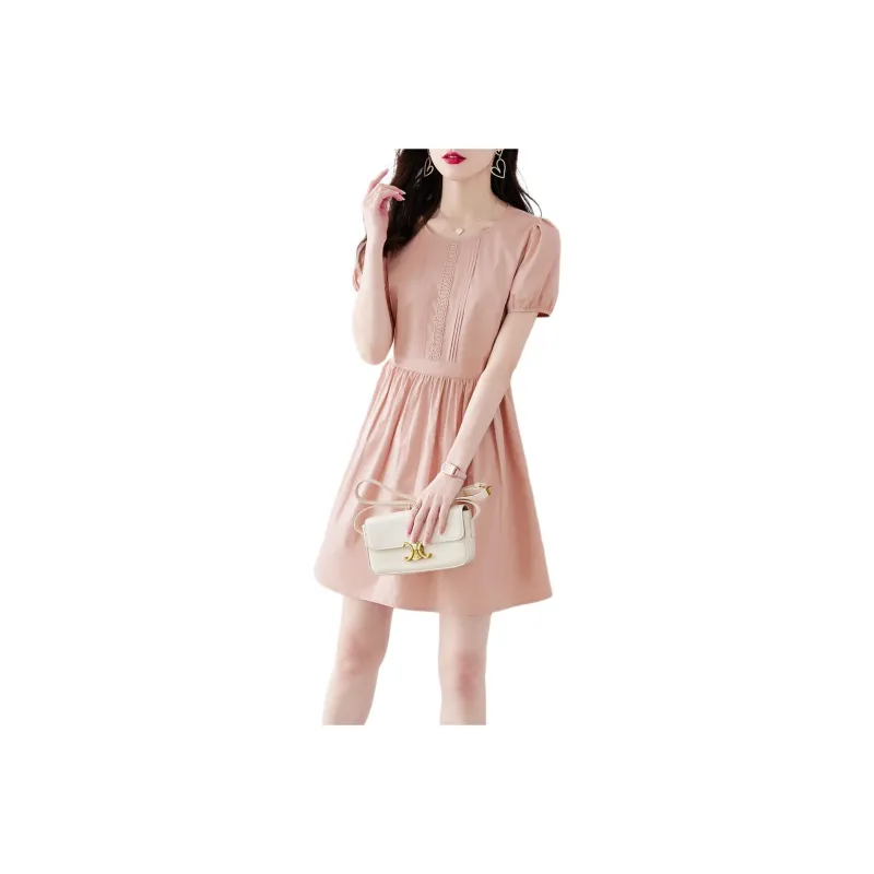 Still Quiet Short Sleeved Dress Women's Pink-0