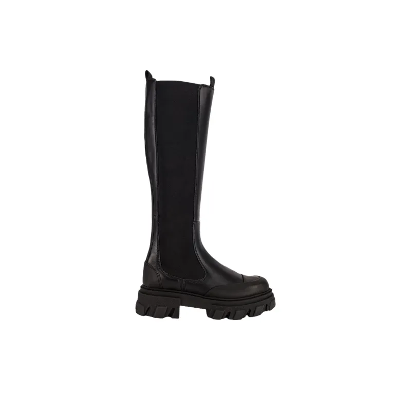 GANNI Knee High Chelsea Boots 5cm Women's Black-1