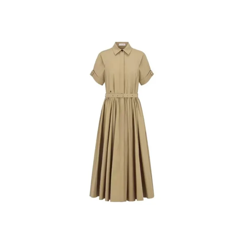 DIOR FW23 Belted Mid-Length Dress Short-Sleeved Dresses Women's Khaki-0