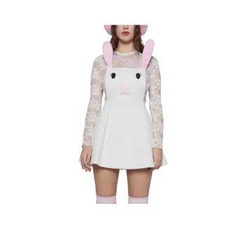 ARITZIA Sugar Thrillz Ears To You Pinafore Dress Sleeveless Dress Women's White/White