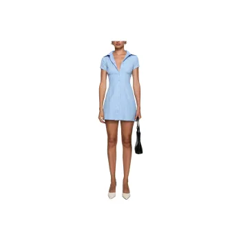 PRINCESS POLLY Motley Mini Dress Short Sleeved Dresses Women's Blue Stripes
