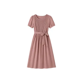 LUYOUYE Short Sleeved Dress Women's Dusty Pink