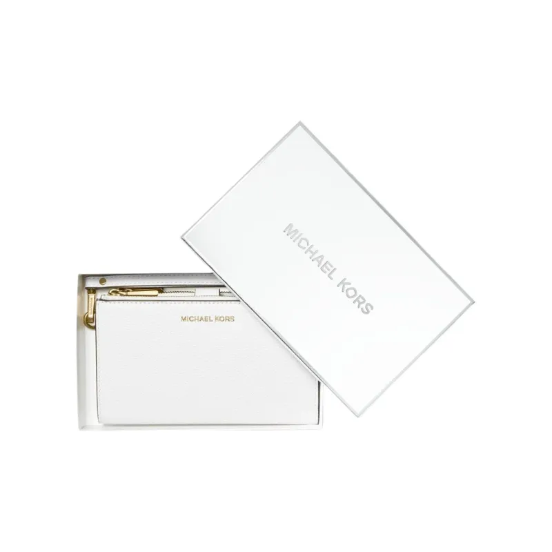 MICHAEL KORS Adele Pebbled Leather Clutches Wallets Women's White-3