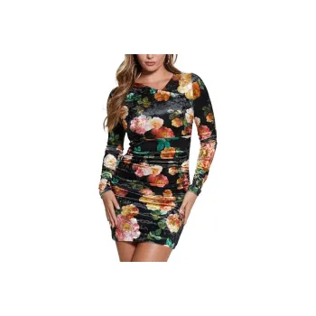 GUESS Eco Tess Velvet Dress Long-Sleeved Dresses Women's Multicolor