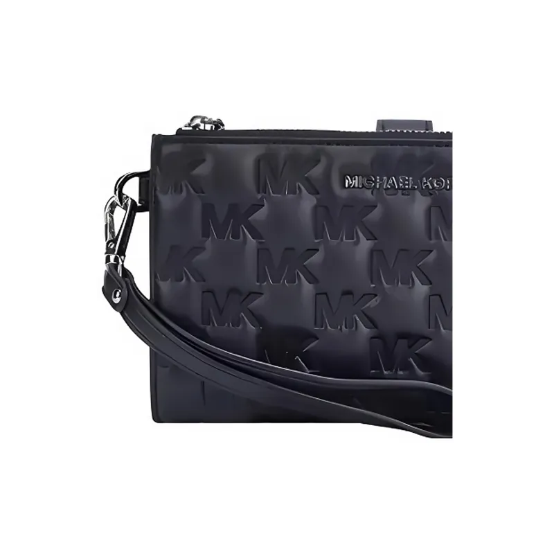 MICHAEL KORS Cow Leather Wrist Bags Clutches Wallets Women's Black-4