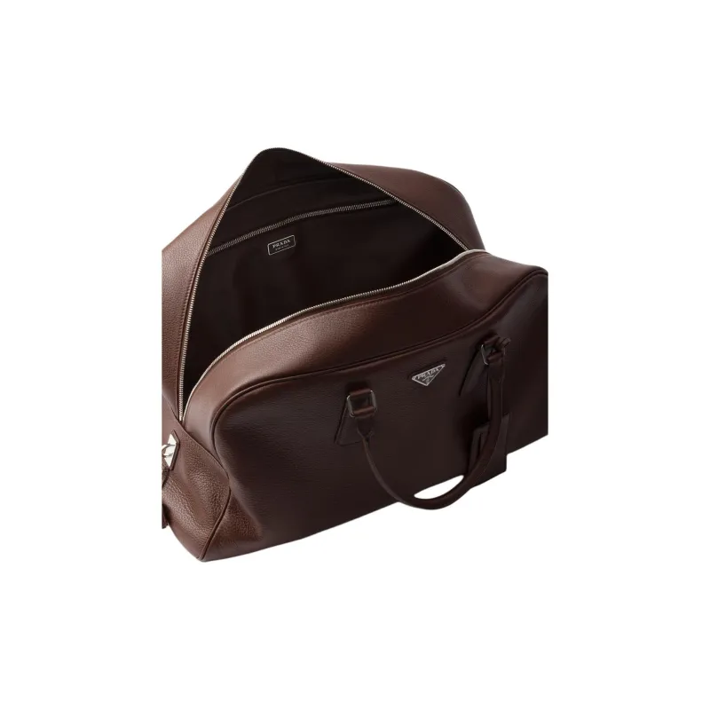 PRADA Calfskin Travel Bag Men's Ochre-4