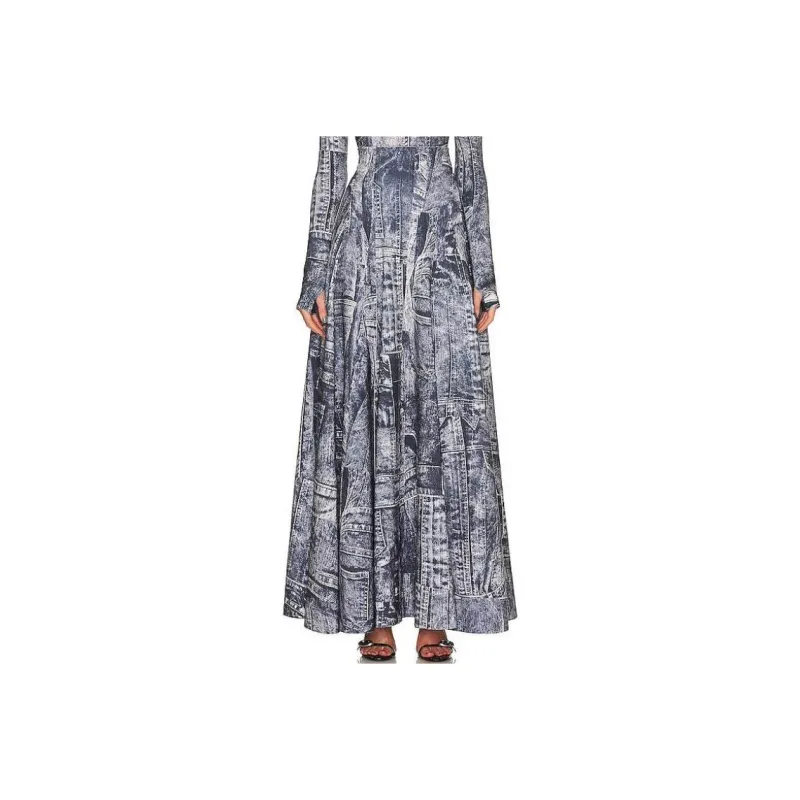 NORMA KAMALI Denim Long Skirts Women's Blue-0