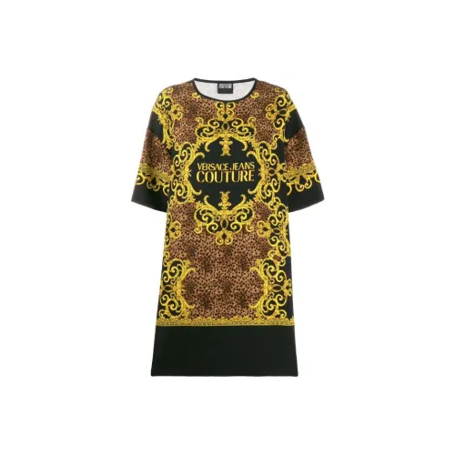 VERSACE JEANS Short Sleeved Dresses Women's Black