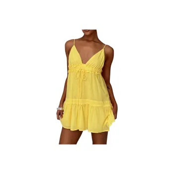 PRINCESS POLLY DIONNE MINI DRESS Slip Dresses Women's Lemon