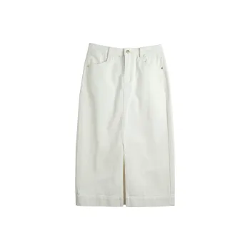 Olrain Denim Long Skirts Women's Beige Apricot