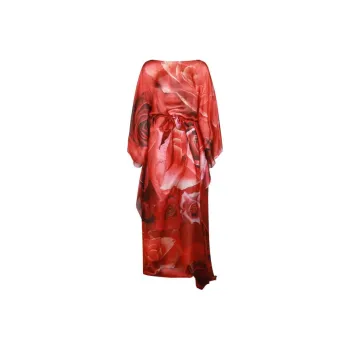 Roberto Cavalli Rose print Silk Kaftan Dress