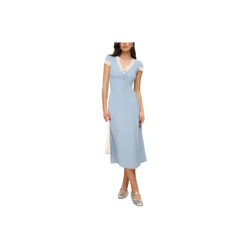 REFORMATION Tiffie Dress Short-Sleeved Dresses Women's Light Blue