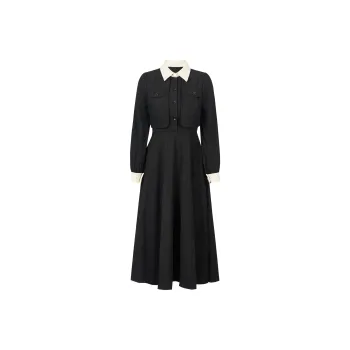 XUANSHU Long Sleeved Dresses Women's Black