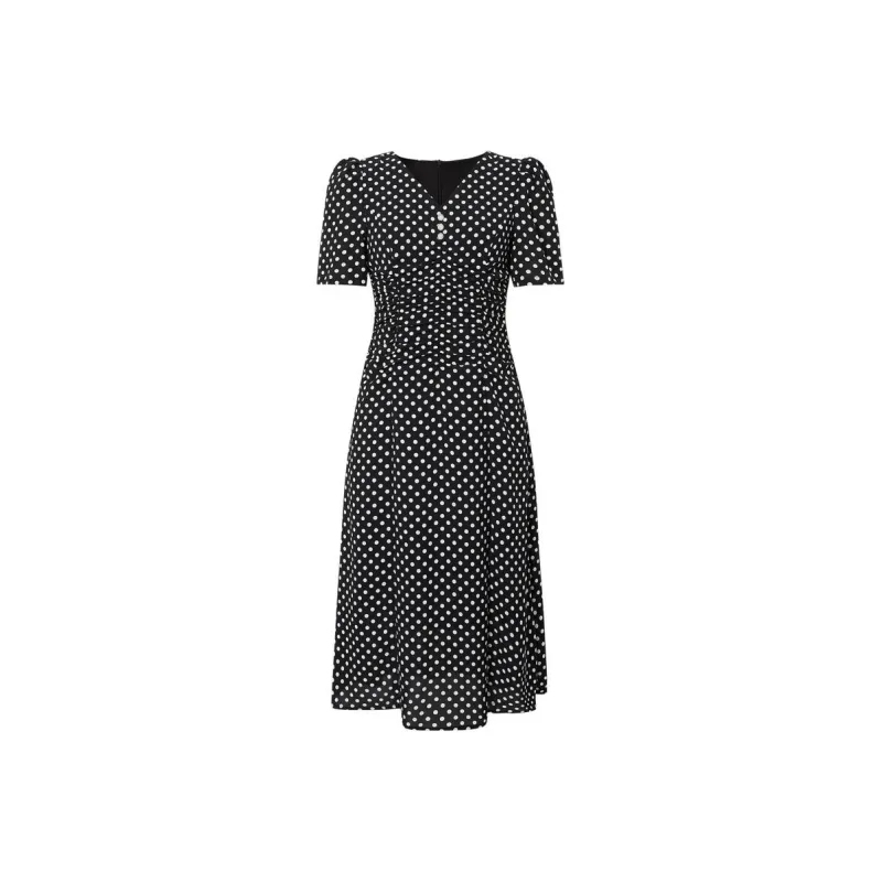 JZ Juzui Short Sleeved Dress Women's Floral Black-0