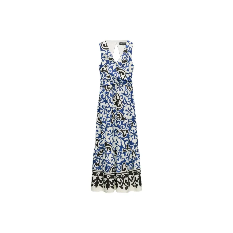 ZARA Sleeveless Dress Women's Blue-0
