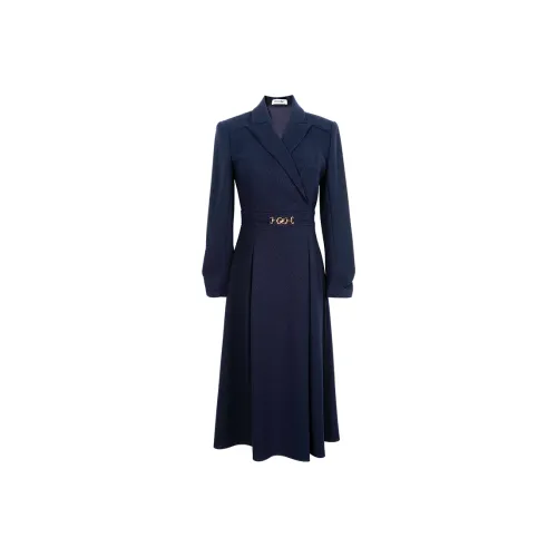 MISSSHINE Long Sleeved Dresses Women's Navy Blue