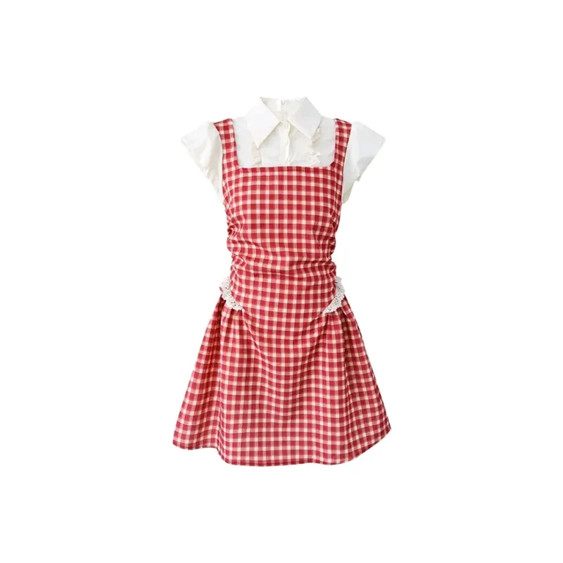 PZGE Short Sleeved Dresses Women's Red-0