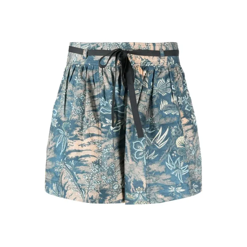 Ulla Johnson Floral Print Belted Shorts-0