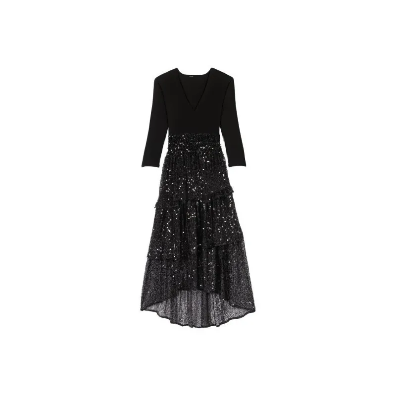 Maje Long Sleeved Dresses Women's Black-0