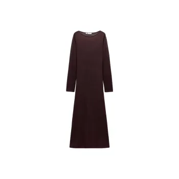 ZARA Long Sleeved Dress Women's Dark Red Color