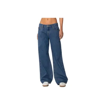 Edikted Raelynn Washed Low Rise Jeans Women's Blue