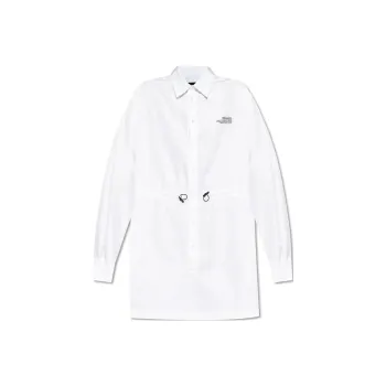 DSQUARED 2 Logo Printed Drawstring Waist Mini Shirt Dress