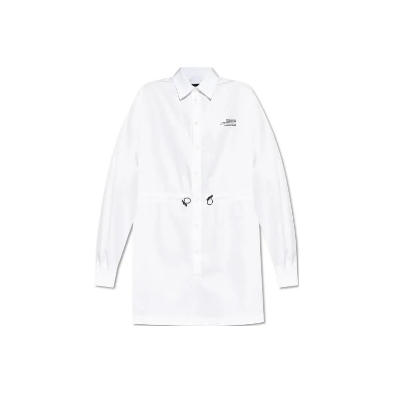 DSQUARED 2 Logo Printed Drawstring Waist Mini Shirt Dress-0
