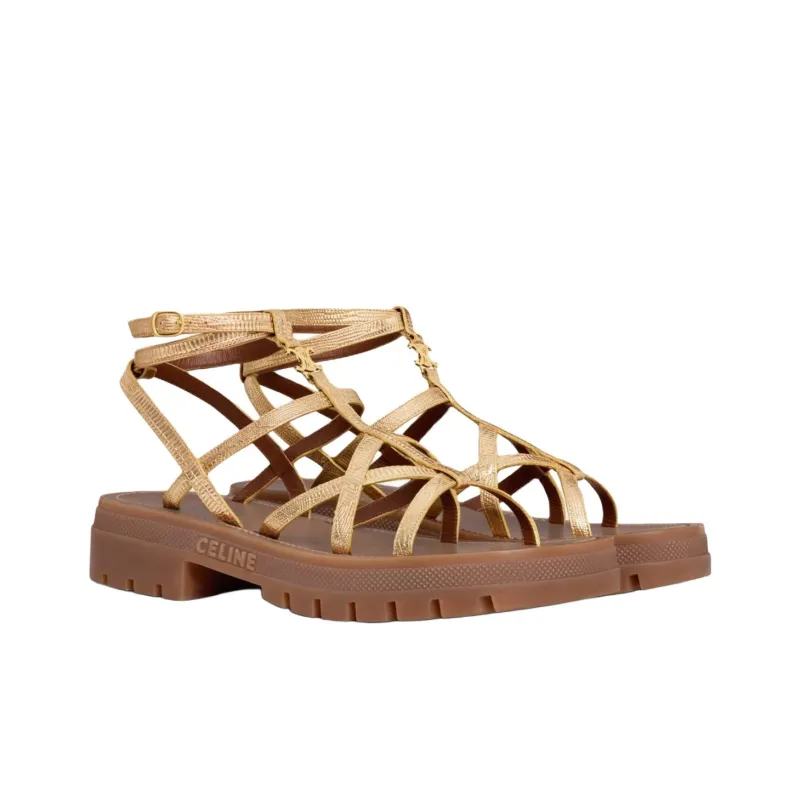 CELINE Triomphe Roman Sandals Women's Gold-2