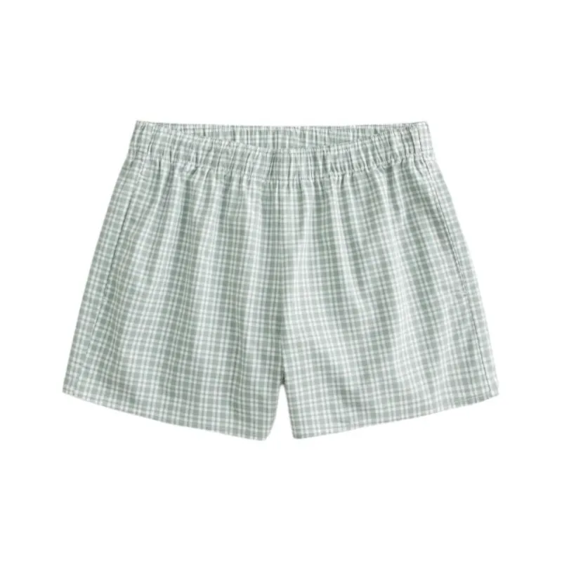 Hollister Casual Shorts Women's Green Plaid-0