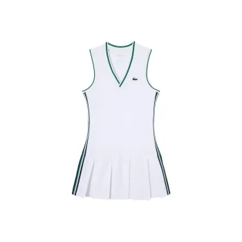 LACOSTE Sleeveless Dress Women's Green White